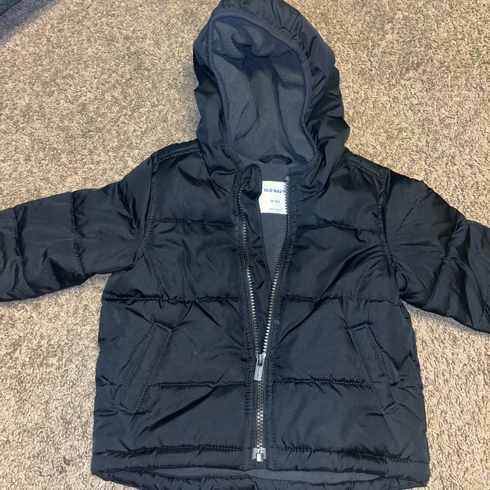 Old Navy Black Puffer Jacket with Hood
